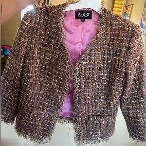 ABS Allen Schwartz vintage pink colorful tweed jacket medium